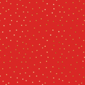 Rood kerstinpakpapier met gouden sterren - 70x200 cm