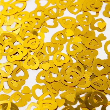Gouden holle hart tafelconfetti - 14 g