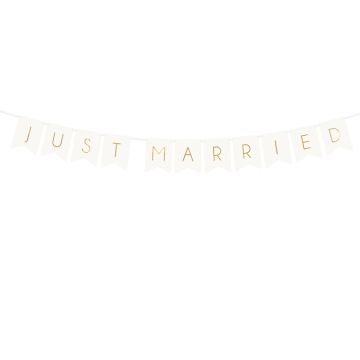 "Just Married" slinger wit en goud - 155 cm