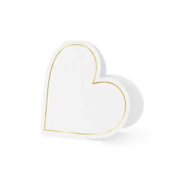 Witte hart bruiloft plaatskaarten met gouden rand 10x - 22x15,7 cm