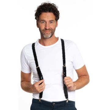 Bretels met pailletten zwart one-size unisex