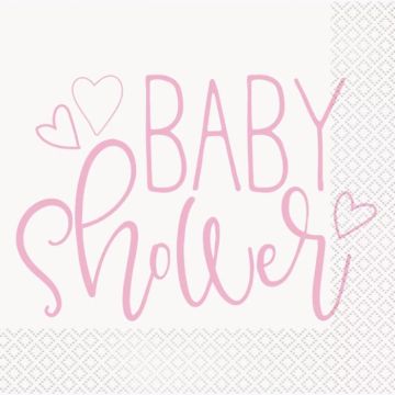 Servetten in roze voor babyshower meisje 16x