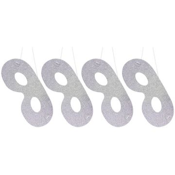 Zilveren glitter oogmasker 4x - 21x7,5 cm