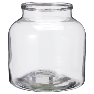 Heldere glazen vaas met omgevouwen rand 19x20 cm