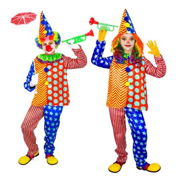 CLOWN (jas met kraag, broek, hoed) Multikleurig
