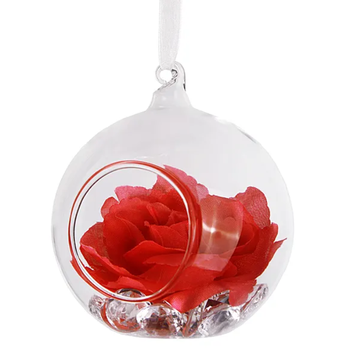 Glazen bal met lint 4x - 10 cm