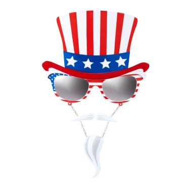 USA-brillen met hoge hoed en baard