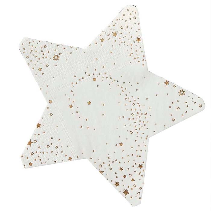 Ster Servetten in Wit & Goud 16x - 17x17 cm