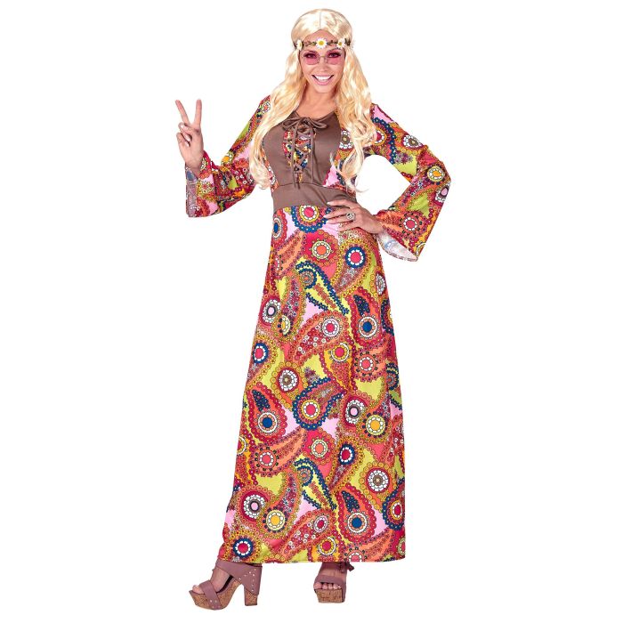 Hippiekleed voor dames in bloemenpatroon