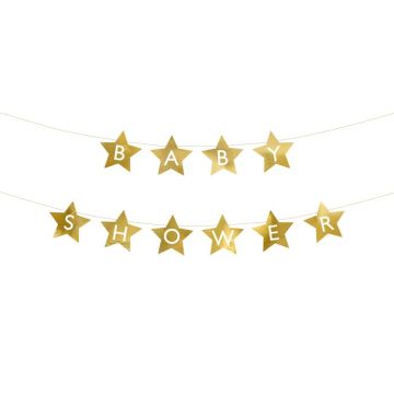 Gouden babyshower sterrengirlande - 290x16,5 cm