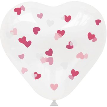 Hartvormige Ballon Met Roze Confetti 4x - 30 cm