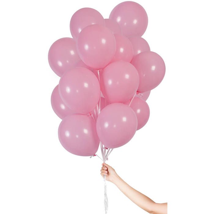 Lichtroze Ballonnen m. touw 30x - 23cm