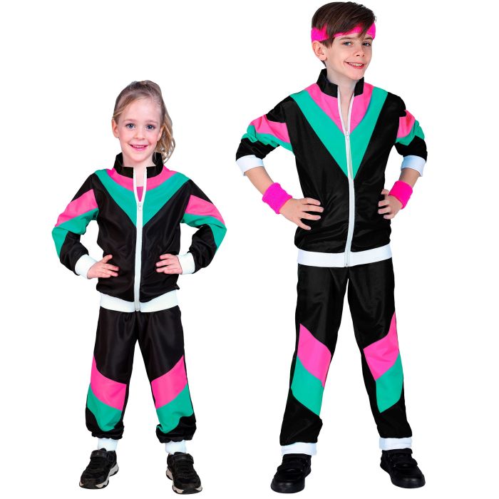 Zwarte 80's Trainingsoutfit voor kinderen