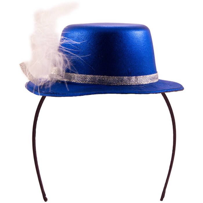 Blauwe metallic mini top hat