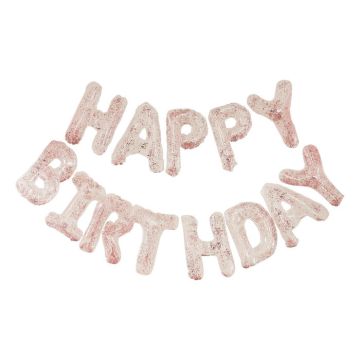 Transparante confetti Happy Birthday Ballon Banner