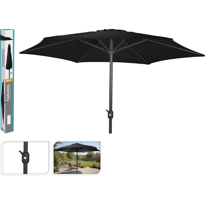 Zwarte parasol 300x300x248 cm 