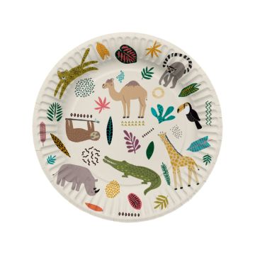 Papieren borden met zoo-motieven 8x - 23 cm