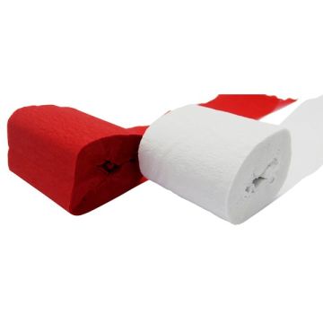 Crepe Roulettes Wit en Rood 2x - 10 m