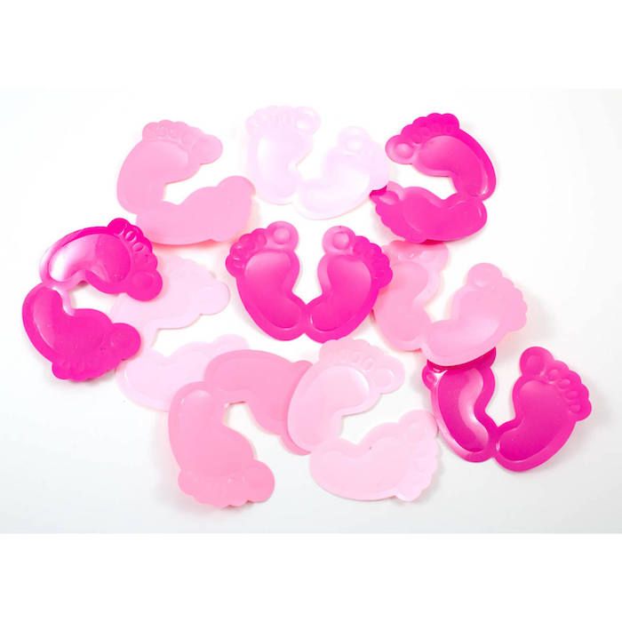 XL lichtroze confetti met babyvoetjes