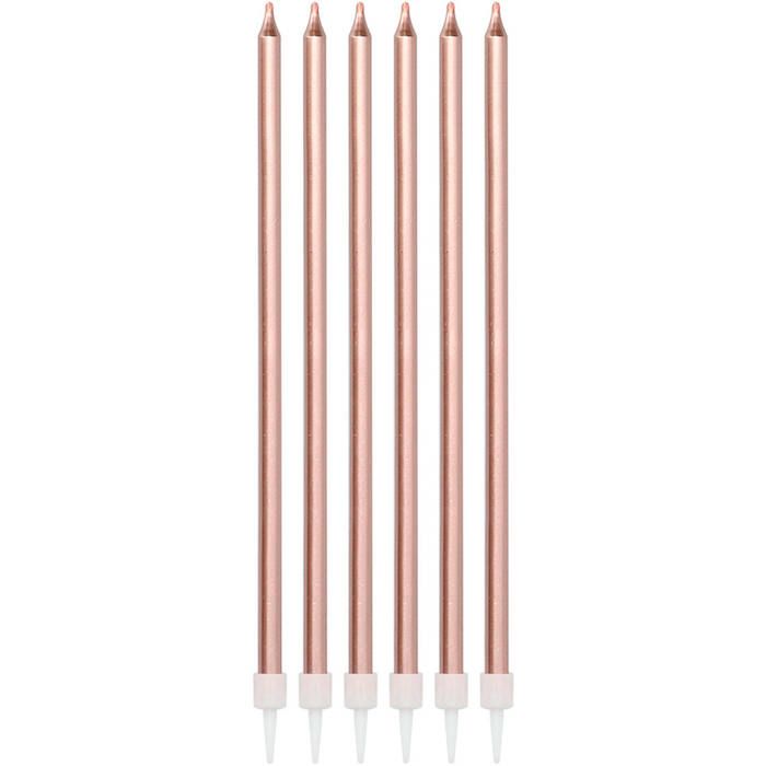 Metallic kaarsen in rose gold 16x - 15 cm