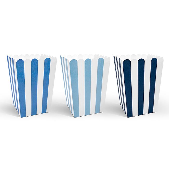 Popcornbekers in blauwe kleuren - 6x