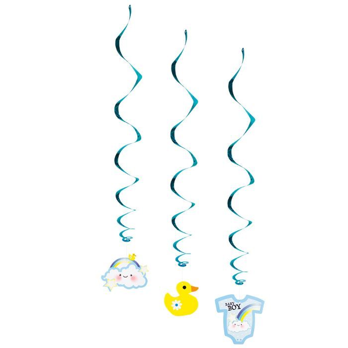 Blauwe slingers met baby motieven 3x - 60 cm