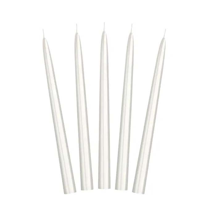 Metallic parel witte stompkaarsen 10x - 24 cm