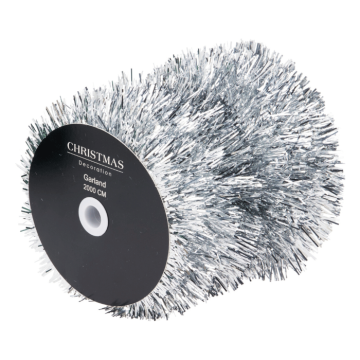 Zilveren tinsel slinger - 20 meter
