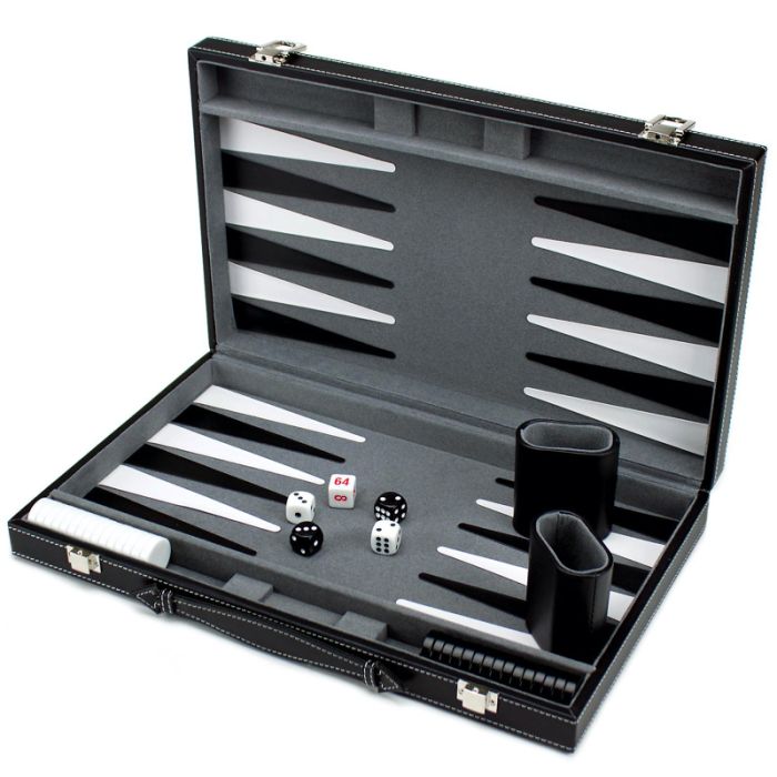 Backgammon deluxe - incl. fiches, dobbelstenen & dobbelbekers