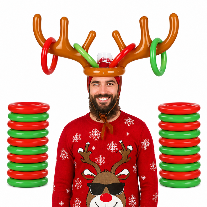 Opblaasbare rendiergeweerkastelegeset voor kerst 2x