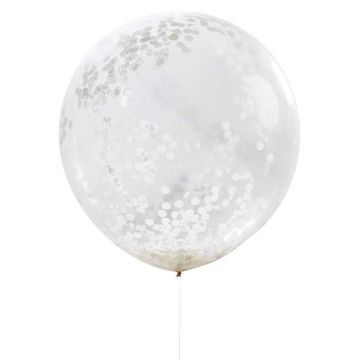 Ballon met Witte Confetti - 90 cm
