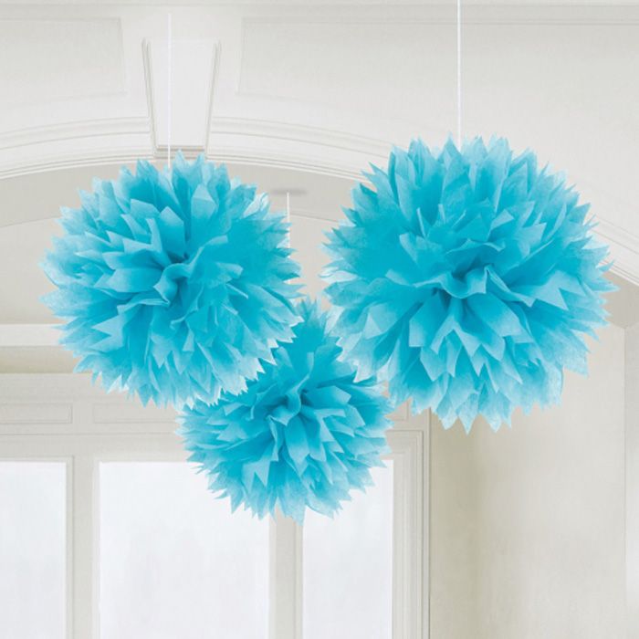 Pompons in Lichtblauw 3x - 40 cm
