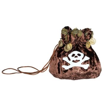 Pirat tas met doodskop bruin - 18x18 cm