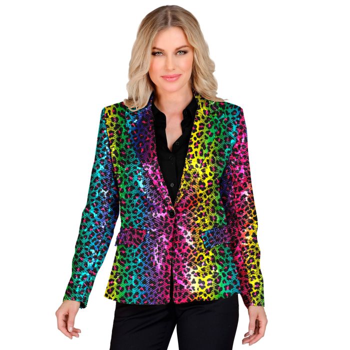 Paillettenjack met luipaardprint in regenboog