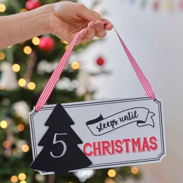 Kerst afcountdownbord in hout 21,5x17 cm