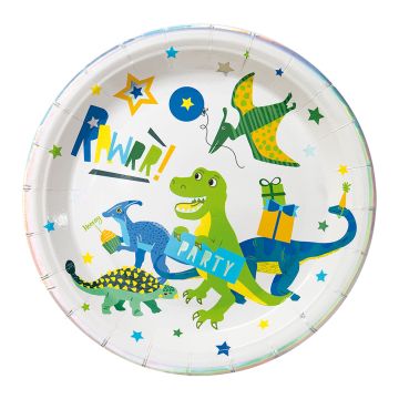 Schotels met dinosaurusmotieven 8x - Ø23 cm
