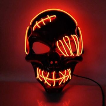 Eng Halloween LED masker - Rode schedel met wonden