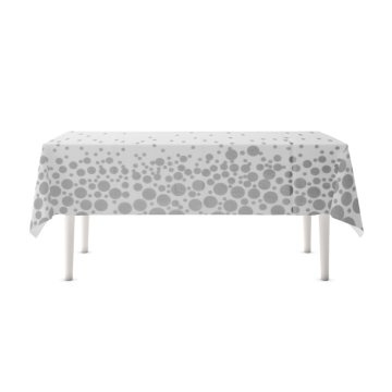 Wit tafelkleed met zilveren stippen 130x200 cm