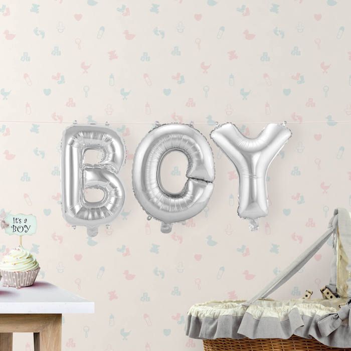 BOY zilveren folieballon - 36 cm