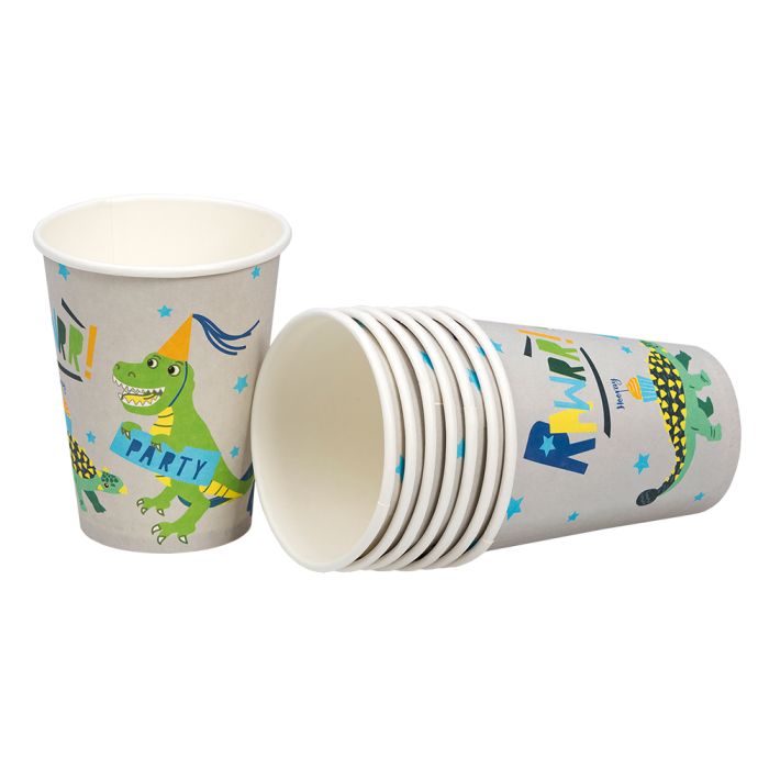 Dinosaur thema Papbekers 8x  