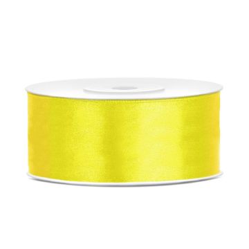 Geel satijnen lint - 25 mm x 25 m