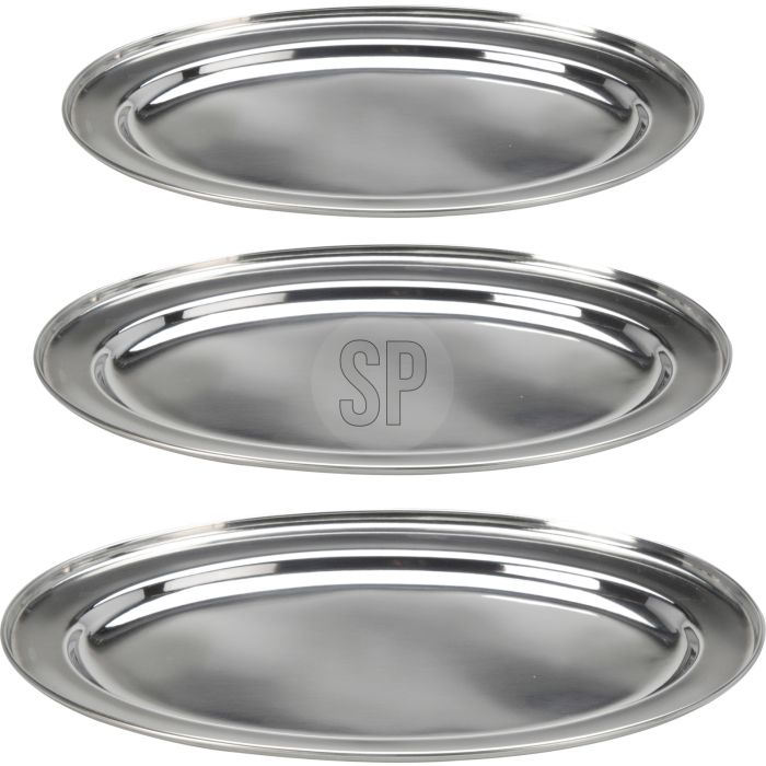 Ovale serveerschalen van roestvrij staal, set van 3