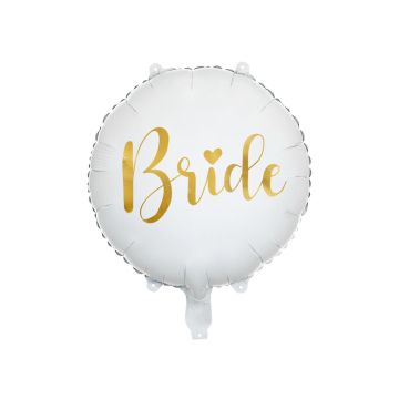 Bride Folieballon Wit en Goud - 45 cm