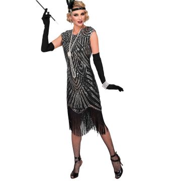 Flapper Gatsby-jurk voor dames, zilver