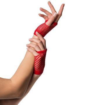 korte vingerloze nethandschoenen one-size voor dames rood