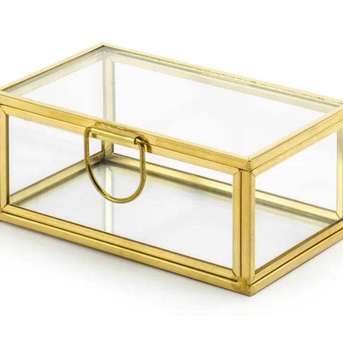 Glazen doos goud 9x5.5x4cm