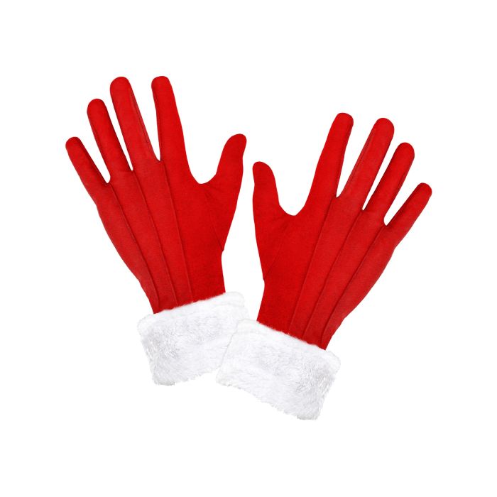 De handschoenen van de kerstman in het rood
