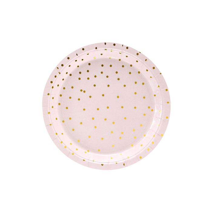 Roze Bord Met Stippen 6x - 18 cm 