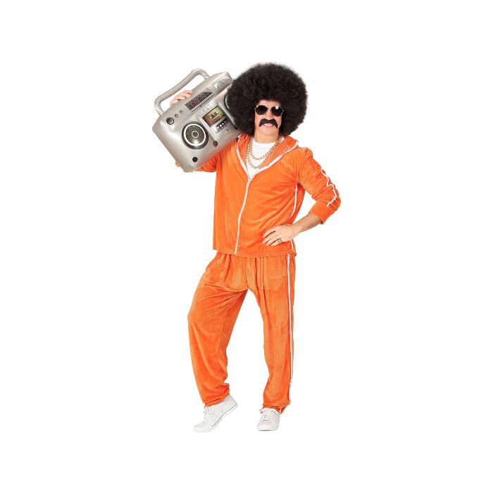Oranje retro joggingpak kostuum voor mannen
