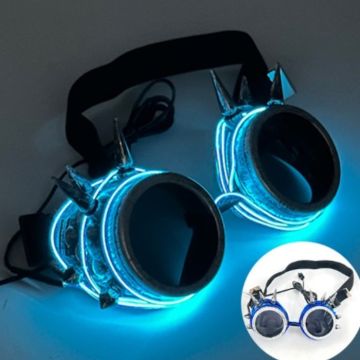 LED-bril met spikes blauw - onesize